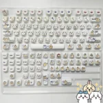 Whimsical Usagi MOA PBT keycaps set, featuring adorable cartoon characters in pastel colors, showcasing durable dye-sub PBT and unique MOA profile.