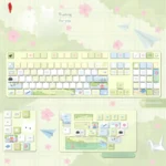 Whimsical Waiting For You Series Keycap Set featuring soft colors and front light-transmitting legends for a playful, nostalgic keyboard.
