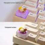 Whimsical handcrafted ice cream keycap, showing its realistic pastel scoops and charming edible aesthetic from multiple angles.