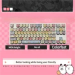 Whimsical Joke Bear PBT Dye-Sub MOA Keycap Set with charming pastel character art, showcasing durable PBT and unique MOA profile for a playful keyboard.