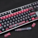 Exclusive Wriothesley 2.0 side-printed keycaps set, showcasing sleek deep blues and ice-themed legends for Genshin Impact fans.