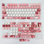 Artistic close-up of exclusive Yae Miko Genshin Impact MDA keycaps set, highlighting mystical fox details and vibrant character-inspired colors.