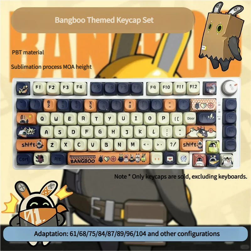 Vibrant Zenless Zone Zero Bangboo MOA dye-sub keycap set, an exclusive 108-key set, bringing premium game aesthetics to your keyboard.