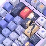 Close-up of a premium Zenless Zone Zero Hugo keycap set, showcasing the dynamic sci-fi character art and intricate details from this exclusive gaming master.