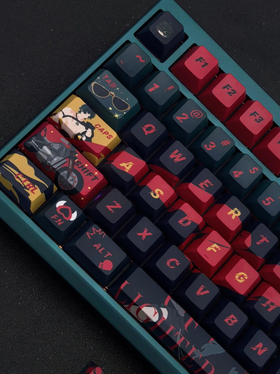 Official Zenless Zone Zero Lighter keycaps set, showcasing vibrant anime designs from multiple dynamic angles for a premium futuristic keyboard.