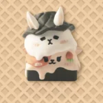Exquisite handcrafted resin Animal ice cream cone ESC artisan keycap, captured from multiple angles to highlight its whimsical design and vibrant artistic layers.