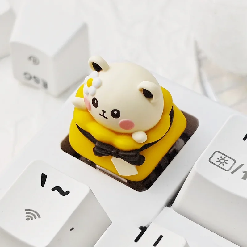 Close-up views of the Candy Animal Series Keycaps, highlighting its handcrafted details and adorable miniature scene.