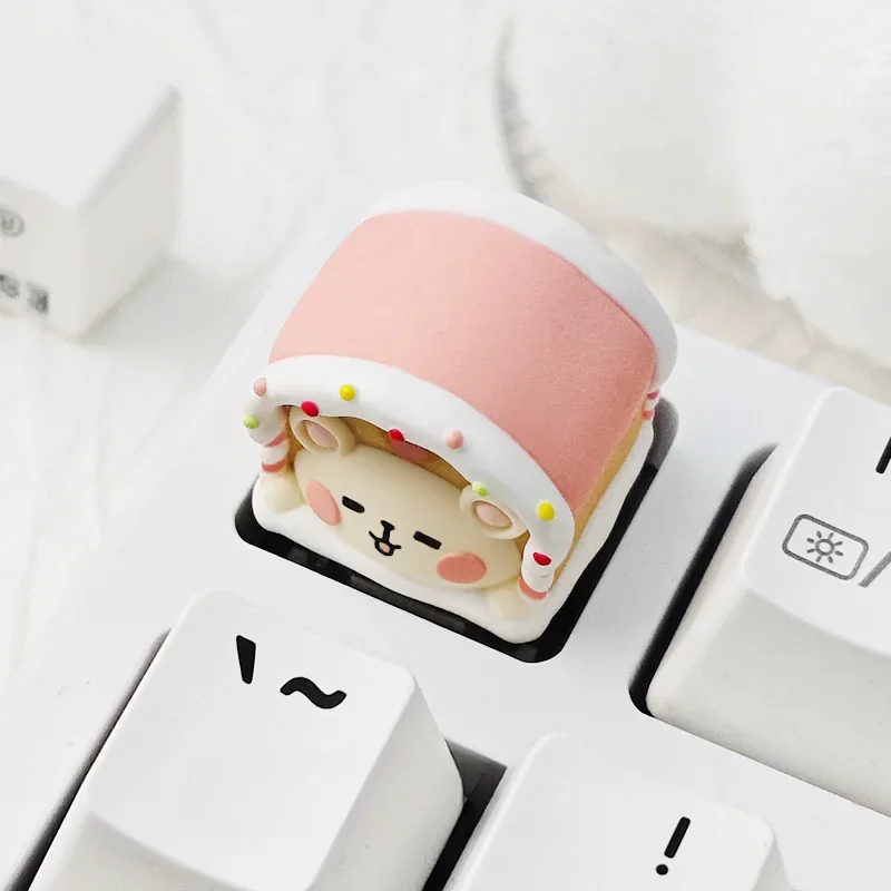 Explore detailed angles of the handcrafted Candy Animal Series Keycaps, featuring its intricate candy-themed miniature scene.