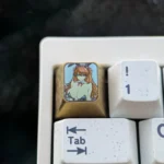 Vibrant premium titanium Asuka Bunny Girl artisan keycap. Detailed anime character art, a collectible keyboard accessory.