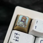 Premium titanium Asuka Langley Soryu artisan keycap, vibrantly depicting her iconic Evangelion suit in detail. A high-quality, artistic Asuka keycap.