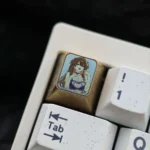 Premium titanium Asuka Langley Soryu Evangelion artisan keycap, captured from multiple angles to reveal its vibrant details and exquisite craftsmanship.