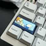 Meticulously crafted vibrant anodized Asuma Toki Titanium keycap shown from multiple angles, revealing its sleek metallic finish and dynamic multi-tone colors.