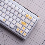 A collection of Baroque Crystal Jelly Keycaps set for magnetic switch keyboards, showcasing ornate patterns and translucent designs from multiple angles.