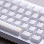 Close-up views of Baroque Crystal Jelly Magnetic Keycaps Set, showcasing ornate patterns and translucent design for magnetic switch keyboards.