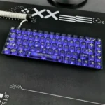 Gothic Chrome Hearts frosted PC keycap set gallery, showcasing its edgy design, premium texture, and unique RGB glow from various angles.