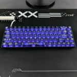 Gothic Chrome Hearts frosted PC keycap set gallery, revealing its edgy design, dark elegance, and glowing RGB effect from multiple angles.