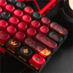 Black Spade Queen MOA PBT keycaps set from various angles, showcasing their unique MOA profile, durable PBT, and elegant monochromatic spade design.