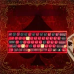 Detailed view of Black Spade Queen MOA PBT keycaps set, showcasing their unique MOA profile, durable PBT build, and elegant monochromatic spade legends.