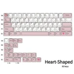 Charming 83-key heart PBT dye-sublimated keycaps set, featuring delicate pink hearts on a whimsical pastel canvas, for 60-68% mechanical keyboards.