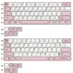 Charming Butterfly Heart-Shaped PBT Keycaps Set. Whimsical pink hues on pastel, dye-sublimated PBT keycaps, creating a romantic artistic design.