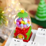 Artistic handcrafted resin candy machine keycap, featuring a miniature retro design with vibrant colors and intricate details.