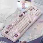 Good Night God Cherry Keycap Set, sparkling with stardust glitter, feature the translucent cosmic night sky and 'Good Night God' theme.