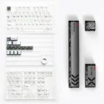 Detailed views of the Celestial Star Artisan Keycap Set, featuring its intricate hollowed aluminum frame and dazzling crystal transparency, capturing lightning design.