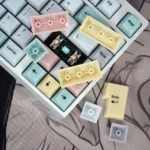 Ethereal Mist-Translucent Cherry Lost Theme Keycaps Set from a distinct angle, showcasing their mysterious white cloud-like essence and artistic translucent design.