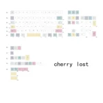 Ethereal mist-translucent Cherry Lost Theme Keycaps Set from various perspectives, revealing their mysterious white glow and intricate, artistic details.
