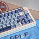 A close-up of the Vintage Cowboy PBT Keycap Set, highlighting its rustic texture and durable PBT construction, capturing authentic retro charm.