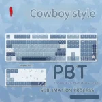 Durable PBT vintage Cowboy keycaps set with a distinctive square profile and side-lit legends, capturing authentic retro style.