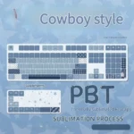 Vintage Cowboy PBT keycap set, front light-transmitting, showcasing rustic texture and durable, authentic retro style.