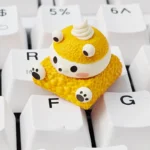 Playful gallery showcasing handcrafted resin dessert bear keycaps from various angles, featuring adorable sweet bear charms and vibrant miniature dessert design.