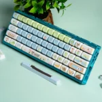 Adorable PBT dye-sublimated Dog Paradise keycaps set in ergonomic MOA profile, showcasing vibrant cartoon dogs from various angles. A playful and pet-inspired keyboard.