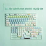 Adorable PBT dye-sublimated Dog Paradise keycaps set in ergonomic MOA profile, featuring charming cartoon designs from multiple angles for a playful keyboard set.