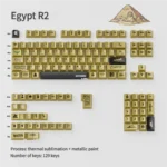 Exquisite Egypt Black & Gold PBT keycap set (R2 variant) with intricate hieroglyphs and a luxurious metallic-look finish.