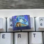 Premium Honkai Star Rail Firefly titanium keycap gallery, displaying its futuristic mecha design and intricate metallic details from various angles.