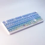 Sea Salt Frosted PC Gradient Keycaps set. Artistic ocean-inspired blue and white gradient, translucent frosted finish, and light-diffusing summer aesthetics.