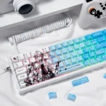 This main image displays the vibrant, exclusive Gintama Sakata Gintoki PBT keycap set, featuring crisp anime art on durable PBT.