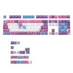 Playful Graffiti Bear PBT keycaps set gallery showcasing vibrant urban art design from multiple angles, highlighting unique side-lit aesthetics and durable material.
