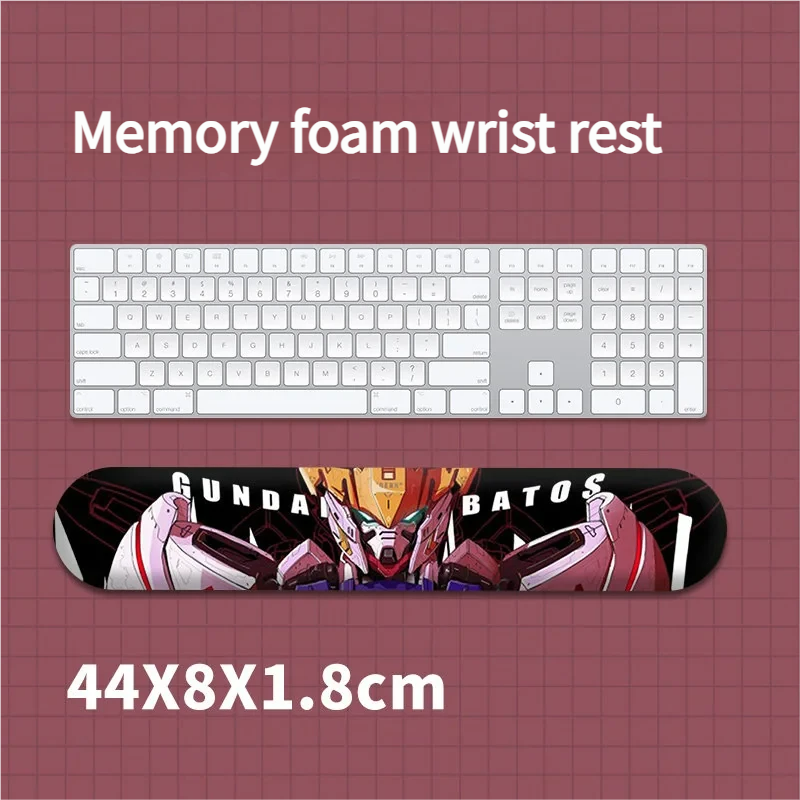 Product gallery of the Gundam Wrist pad & wrist rest, highlighting its iconic mecha art and superior ergonomic wrist rest from different views.