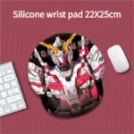Gallery of the premium RX-0 UNICORN GUNDAM ergonomic mouse pad & wriest rest from various perspectives, highlighting its dynamic design and superior wrist comfort.