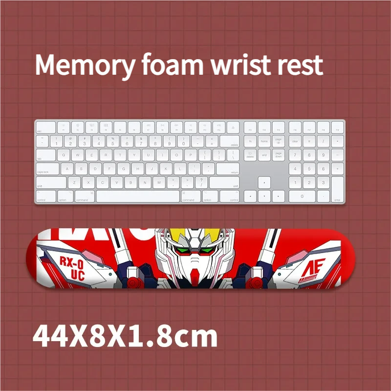 Gundam Wrist Pad & wrist rest gallery, showing ergonomic comfort and artistic designs of Unicorn, RX-78-2, Exia, Char's Zaku II mechs.