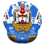 Detailed view of the iconic Gundam ergonomic Wrist support, showcasing its vibrant mobile suit design and contoured comfort from a unique angles.