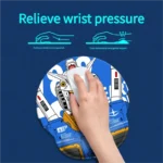 Vibrant Gundam ergonomic wrist rest and Wrist pad support, showcasing iconic mobile suit designs from multiple angles for optimal comfort and style.