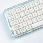 A collection of Hachiware Crystal Jelly Keycaps Set, revealing their playful design, translucent 'jelly' glow, and precise side-printed legends design.