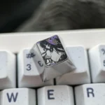 Premium Honkai Star Rail Herta titanium artisan keycap gallery showing intricate design, precision coloring, and metallic sheen from multiple angles.
