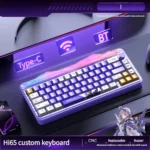 Elegant Hi65 65% mechanical keyboard in sophisticated Stella Purple, featuring vibrant RGB and premium Jade switches for a high-performance.