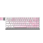 Vibrant Ichika Nakano themed PBT keycaps set showcasing playful side-printed legends, glowing backlit effects, and pink accents from multiple angles.