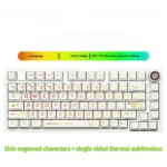 Interstellar Keycaps set, side-engraved translucent PBT, glow with deep cosmic blues, creating a futuristic celestial backlit aesthetic.